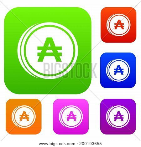 Coin austral set icon in different colors isolated vector illustration. Premium collection
