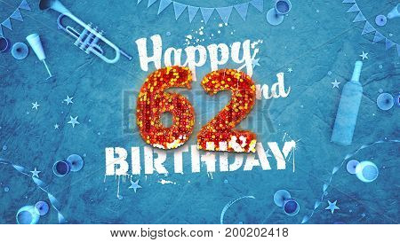 Happy 62Nd Birthday Card With Beautiful Details