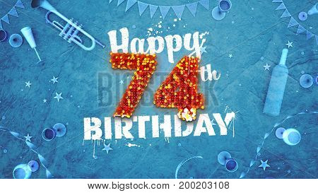 Happy 74Th Birthday Card With Beautiful Details