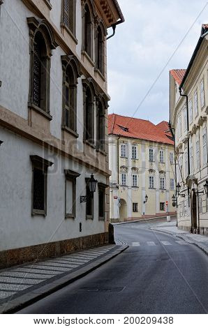 Old tenements. with red roofs Czech Rpublic, Prague