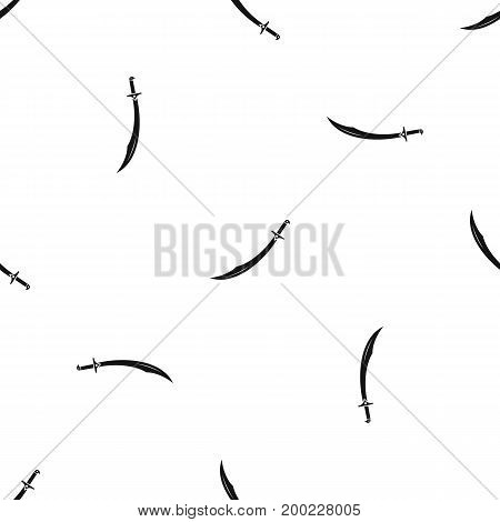 Scimitar sword pattern repeat seamless in black color for any design. Vector geometric illustration