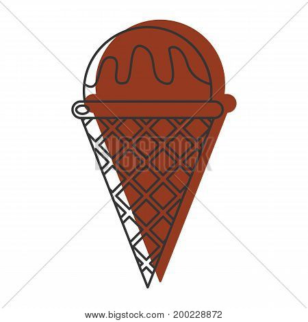 Chocolate ice cream doodle icon vector illustration for design and web isolated on white background. Ice cream vector object for labels  and advertising