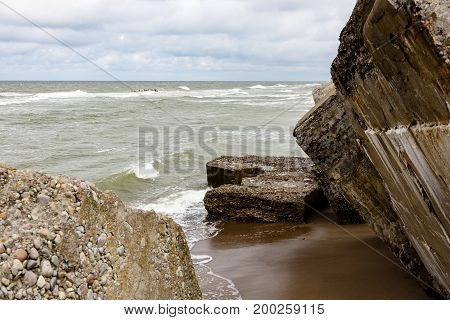 Old War Fort Ruins On The Beach
