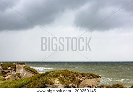 Old War Fort Ruins On The Beach