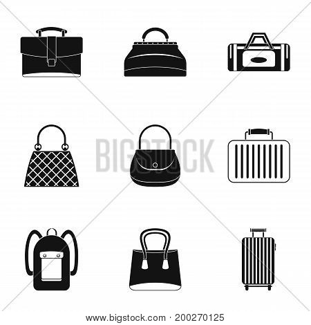 Different bagage icon set. Simple style set of 9 different bagage vector icons for web isolated on white background