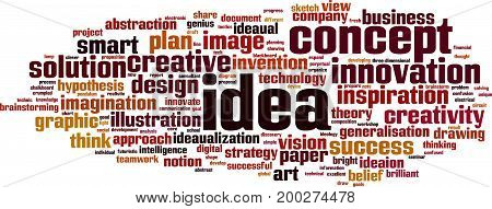 Idea word cloud concept. Vector illustration on white