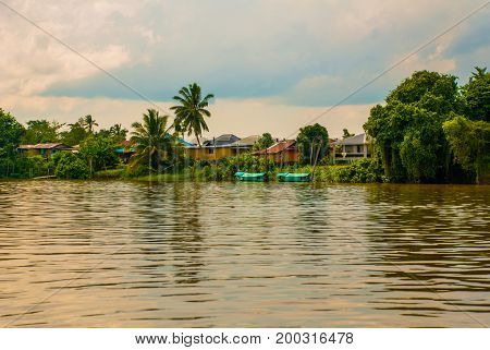 A Village By The River In Sarawak, Kuching, Malaysia