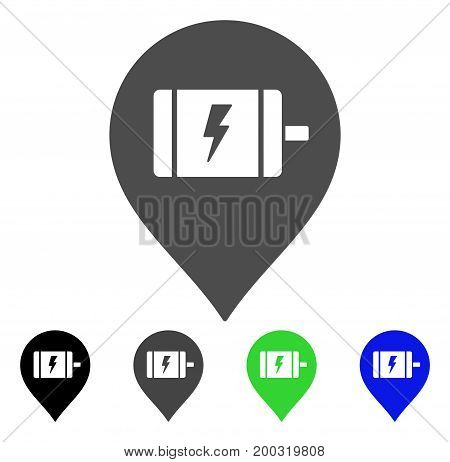 Electric Engine Marker flat vector icon. Colored electric engine marker, gray, black, blue, green icon variants. Flat icon style for web design.