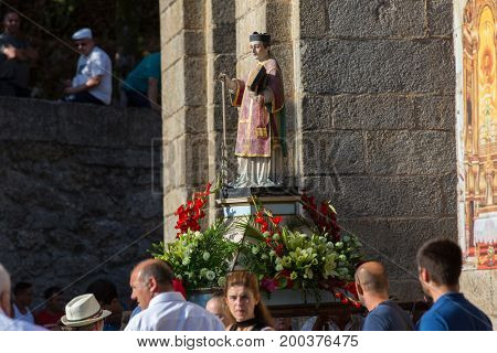 ABADIA, AMARES, PORTUGAL - August 15, 2017: Traditional religious procession of Senhora da Abadia in Amares, Portugal