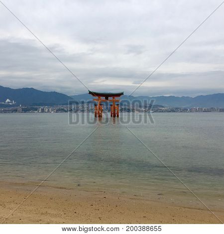 The Great Torii of Miyajima island in Hiroshima Japan