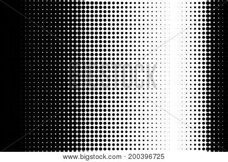 Comic background. Halftone dotted retro pattern with circles, dots, design element for web banners, posters, cards, wallpapers, backdrops, sites. Pop art style. Vector illustration. Black and white
