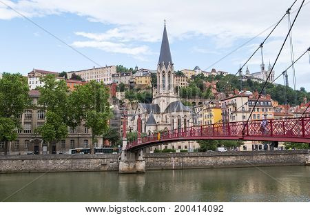 Church of St George and Pont Passerelle , Lyon