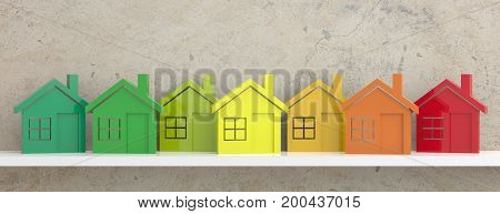 Energy Efficiency And Houses Concept. 3D Illustration