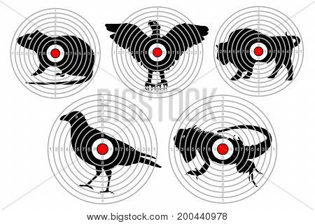 Targets for animal shooting. Training shoot hunting. vector set