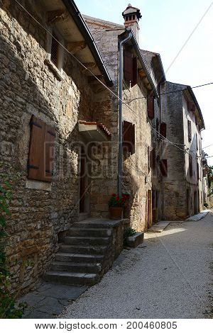 Street in old, historical Bale city, Croatia