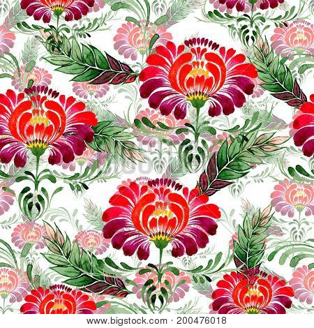 Wildflower petrikovka flower pattern in a watercolor style isolated. Full name of the plant: petrikovka. Aquarelle wild flower for background, texture, wrapper pattern, frame or border.
