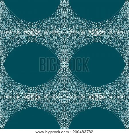 Blue tiles with seamless pattern. Vector illustration. Drawing by hand
