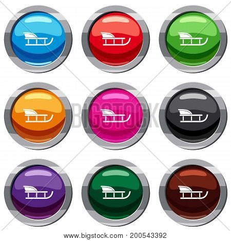 Sled set icon isolated on white. 9 icon collection vector illustration