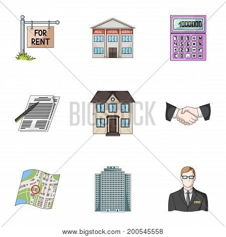 Real estate agency and other attributes. Realtor set collection icons in cartoon style vector symbol stock illustration .