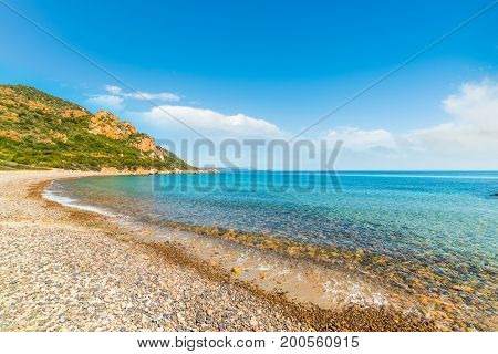 Pebbles in Baccu e Praidas beach. Sardinia Italy