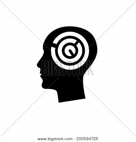 Silhouette of human head with maze inside. Vector illustration