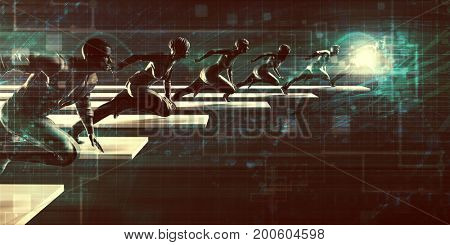 Tech Startup with Driven Business Team of People 3D Illustration Render