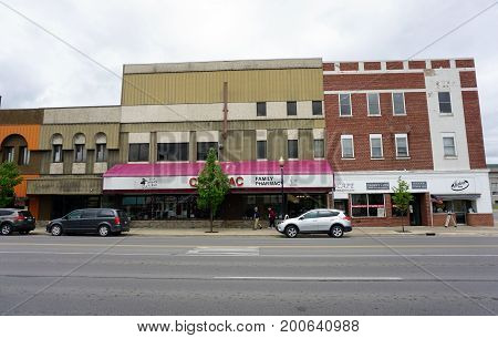 CADILLAC, MICHIGAN / UNITED STATES - MAY 31, 2017: 
One may have prescriptions filled at the Cadillac Family Pharmacy, on Mitchell Street in Downtown Cadillac.