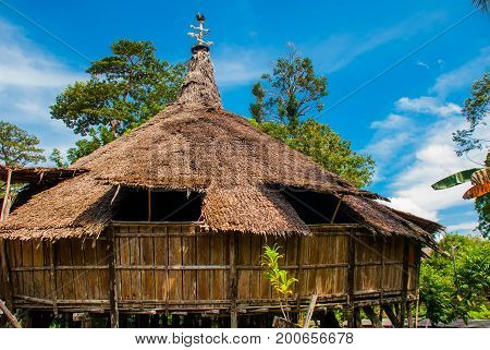 Traditional Wooden Melanau Houses. Kuching Sarawak Culture Village. Malaysia