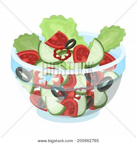 Delicious vegetable salad. Vegetarian food single icon in cartoon style vector symbol stock illustration .