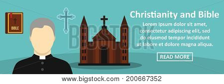 Christianity and bible banner horizontal concept. Flat illustration of christianity and bible banner horizontal vector concept for web