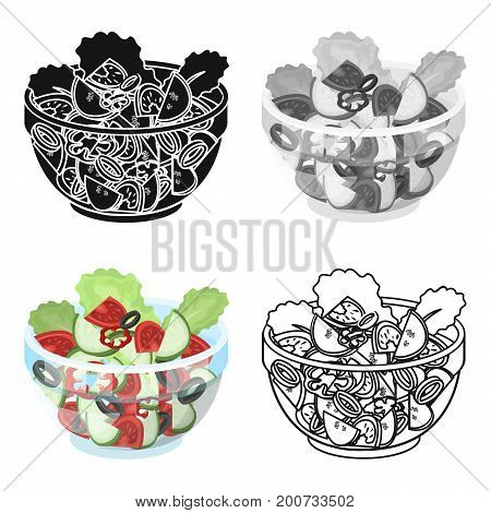 Delicious vegetable salad. Vegetarian food single icon in cartoon style vector symbol stock illustration .
