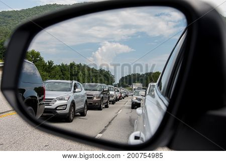 Franklin NC; August 21 2017: Traffic on US 441 South After 2017 Eclipse