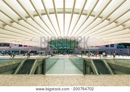 Lisbon Portugal Train Station Estacao Do Oriente Subway Summer 2017 August