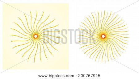 Artistic orange sun illustration set for your presentation