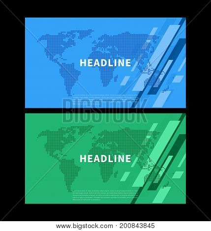 Abstract cover with colorful world map vector illustration. Title pages with decorative elements and world map for presentation book cover flyer graphic design. Wide screen format creative concept.