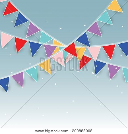 Colorful party flags and confetti stock vector