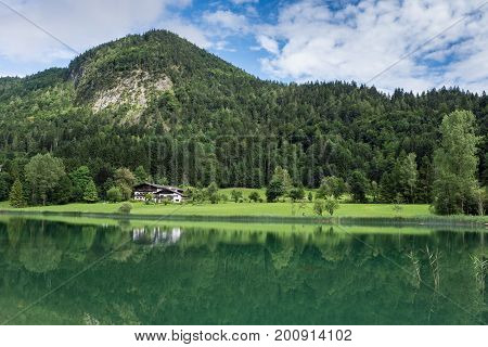 The Mountain Lake Thiersee In Tyrol, Austria