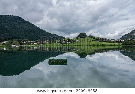 The Mountain Lake Thiersee In Tyrol, Austria