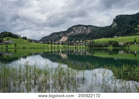 The Mountain Lake Thiersee In Tyrol, Austria