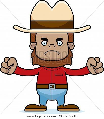 Cartoon Angry Cowboy Sasquatch