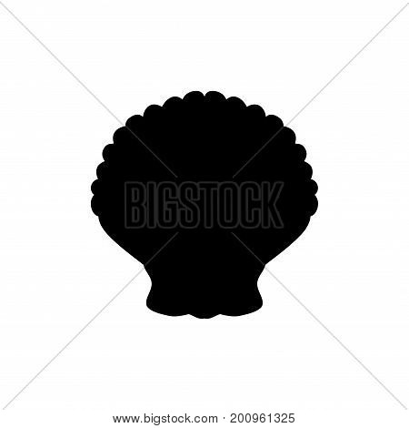 Clam mollusc black silhouette aquatic animal. Vector Illustrator.