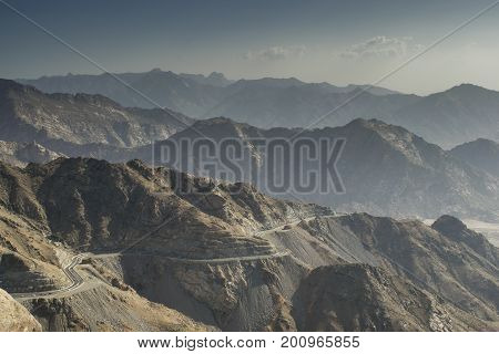 Tiaf mountains in Saudi Arabia with amazing shadows