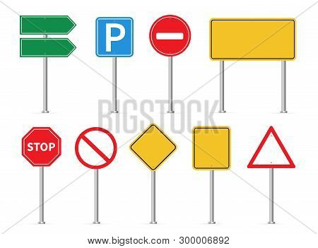 Road Signs Set. Vector Illustration. On White Background
