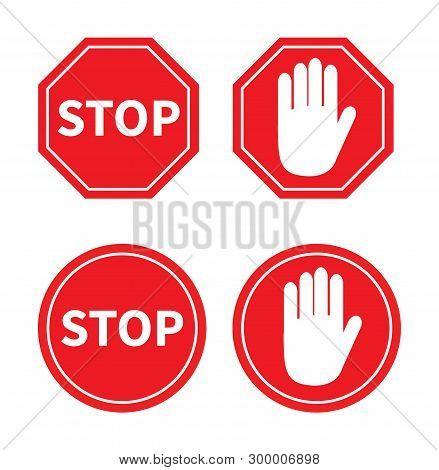 Traffic Sign Stop Set. Vector Illustration. On White Background