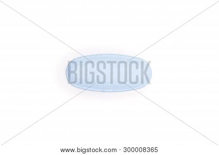 One Whole Blue Medical Drug Flatlay Isolated On White Background