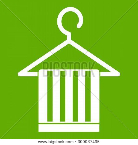 Scarf On A Coat Hanger Icon White Isolated On Green Background. Illustration