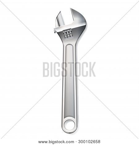 Vector Illustration Of Adjustable Wrench Isolated On White Background