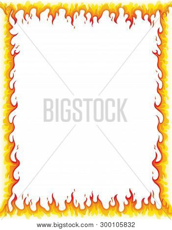 Illustration Of Fire Frame On White Background