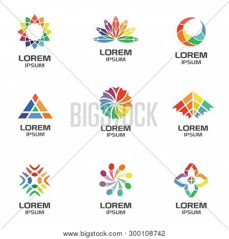 Set Of Abstract Geometric Logos For Business Company