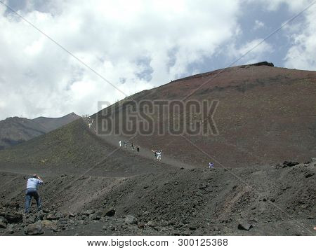 Mt. Etna, Sicily - Tourists Climb To The Summit!